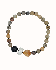 Colar Médio de Ágata e Citrino com Fecho de Ímã