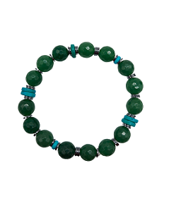 Pulseira de Quartzo Verde, Turquesa e Hematita