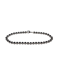 Pulseira Riviera de Prata com Banho de Ouro Branco e Zircônias Pretas