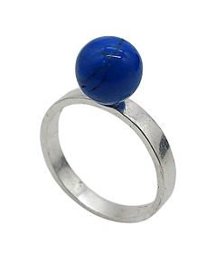 Anel de Prata com Bolinha de Lápis Lazuli