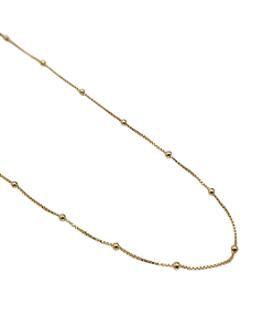 Corrente Fina Veneziana com Bolinhas em Prata com Ouro Amarelo 45cm