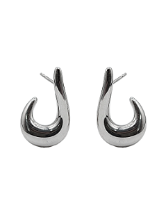 Brinco de Prata Meia Gota Banhado em Ouro Branco