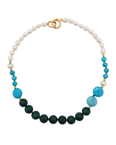 Colar de Pérolas com Jade e Amazonita