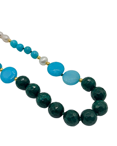 Colar de Pérolas com Jade e Amazonita