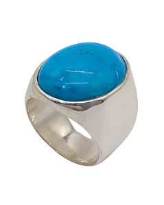 Anel de Prata com Turquesa Azul Natural