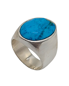 Anel de Prata com Turquesa Azul Natural
