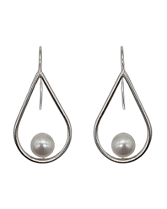 Brinco Gota em Prata com Pérola