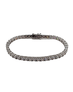 Pulseira Riviera em Prata com Moissanitas de 4 mm