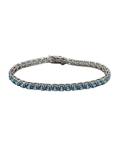 Pulseira Riviera em Prata com Zircônias Azuis de 4 mm