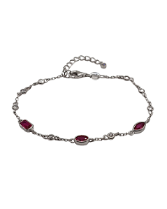 Pulseira em Prata com Zircônias Rosa