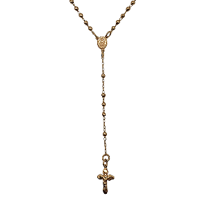 Terço de Prata com Banho em Ouro 88 cm