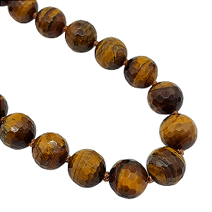 Colar de Olho de Tigre Facetado com Fecho de Ímã