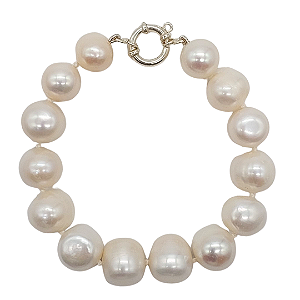 Pulseira de Pérolas com Fecho Boia em Prata