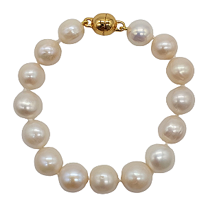 Pulseira de Pérolas com Fecho de Ímã Amarelo
