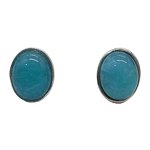 Brinco em Prata com Amazonita Cabochão