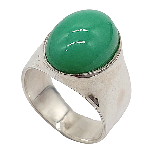 Anel em Prata com Quartzo Verde Natural