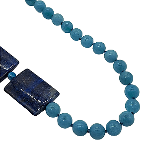Colar de Longo com Calcedônia e Lapis-Lázuli