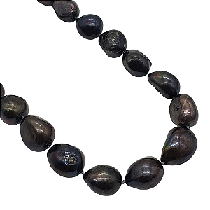 Colar de Pérolas Negras Naturais