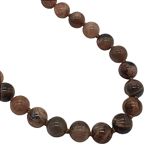 Colar Longo de Pedra da Lua Marrom e Fecho de Ímã
