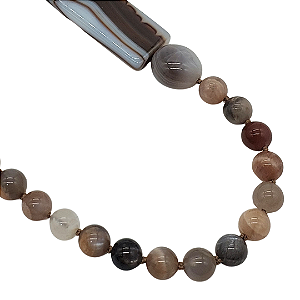 Colar de Pedra da Lua e Ágata com Fecho de Ímã