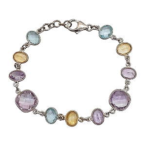 Pulseira de Prata com Mix Pedras Naturais