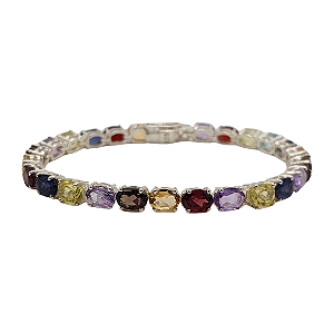 Pulseira Riviera de Prata com Mix Pedras