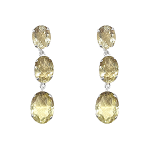 Brinco de Prata 925 com Pedra Green Gold