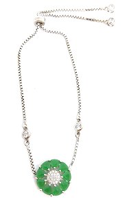 pulseira de prata com ágata Verde