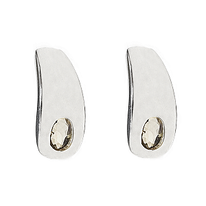 Brinco de Prata 925 com cristal marrom