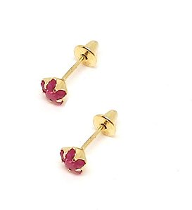 Brinco Infantil Ouro 18k Zircônia Rosa 4mm