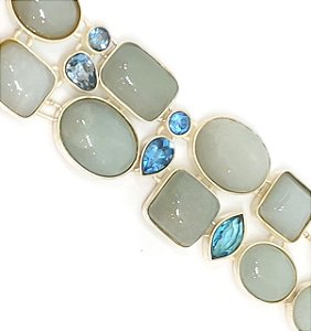 Pulseira em prata 925 com água marinha e topázio azul