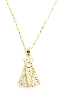 Corrente Prata 925 com pingente Nossa Senhora Aparecida