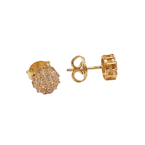 Brinco 7mm de Ouro 18k amarelo cravejado com zircônias