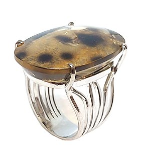 Anel de Prata 925 com Uraninite