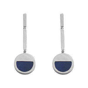 Brinco de Prata 925 com Quartzo Azul