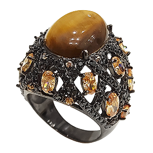 Anel de Prata 925 com olho de tigre