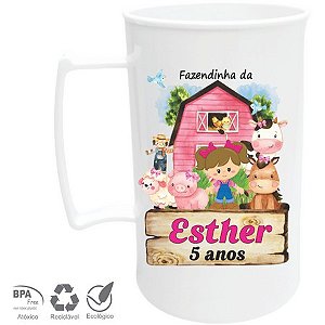 60 Canecas Acrílicas 300 ml Personalizadas Fazendinha Rosa