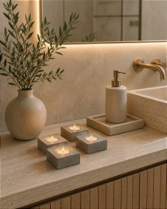 Velas com suporte em cimento - Kit Lumini