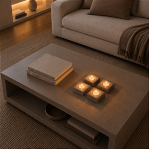 Velas decorativas com suporte de cimento- Kit Lumini