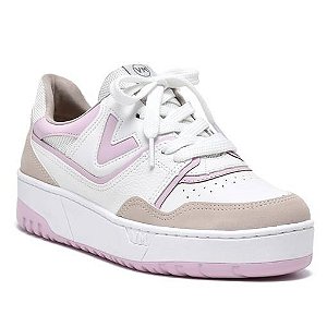 Tênis Via Marte Flatform Feminino Cor Bege/Branco/Rosa