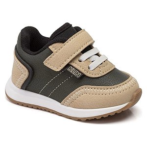 Tênis Klin Walk Baby Infantil Masculino Cor Verde Militar/Areia