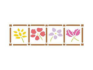 Stencil Acrilex Ref.1120 Quadro com Flores 16cm x 5cm