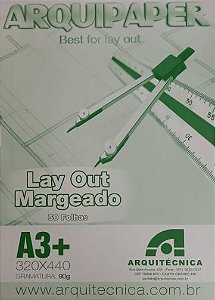 Papel Lay Out Margeado A-3 90G  Bloco c/50fls