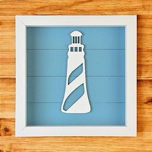 Quadro Náutico Fundo Azul com Farol Branco