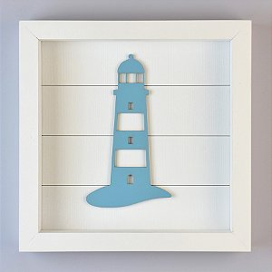 Quadro Náutico Fundo Branco com Farol Azul