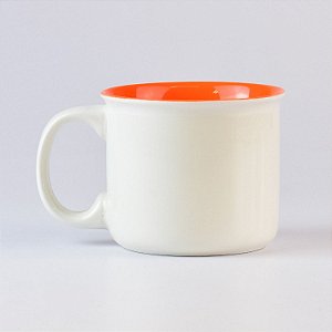 Caneca Branca Color Laranja 450ml