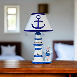 Abajur Náutico Azul Farol e Âncora P