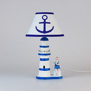 Abajur Náutico Azul Farol e Âncora P