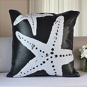 Almofada de Couro Preta Estrela do Mar 40x40