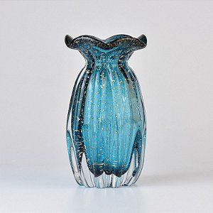 Vaso Murano 19cm Azul em Vidro